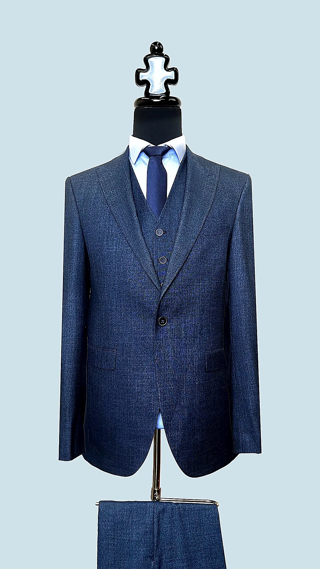 Modern Elegance Navy - Terra Jacquard 3-Piece Suit