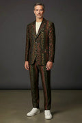 Multi-Colour Animal Print Blazer — mixed reptile and exotic textures with a subtle sheen