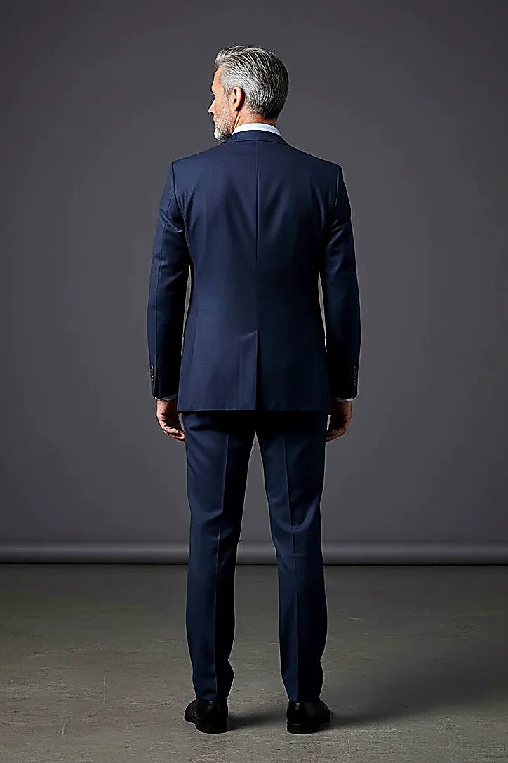 “Navy Executive Pinstripe” 100% Wool Suit – 2 Piece