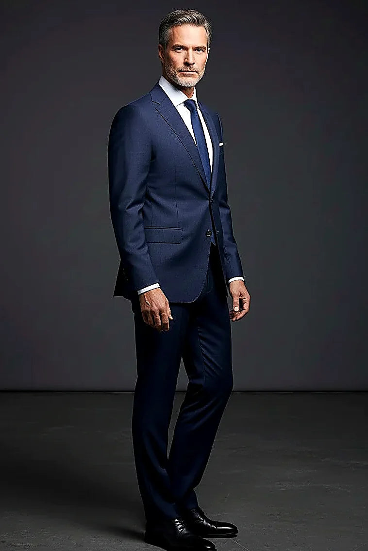 “Navy Executive Pinstripe” 100% Wool Suit – 2 Piece