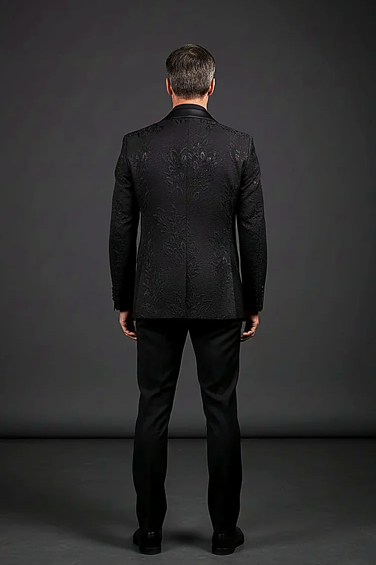 Patterned Black Tuxedo | Modern Formal Menswear |