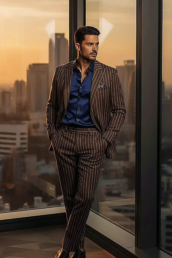 Ivory Seersucker Suit — a puckered seersucker weave with tonal pinstripe and horn-finish buttons