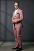 Red Three-Piece Suit — a contemporary slim silhouette in red