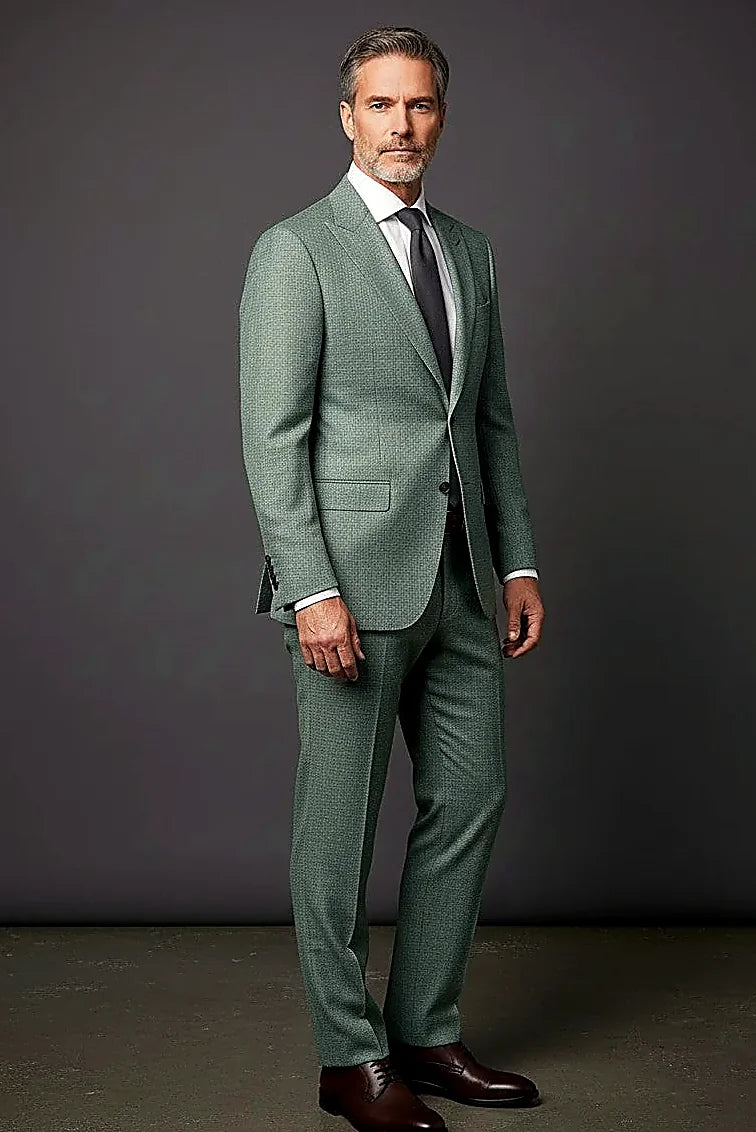 Red Three-Piece Suit showing a contemporary slim silhouette in red