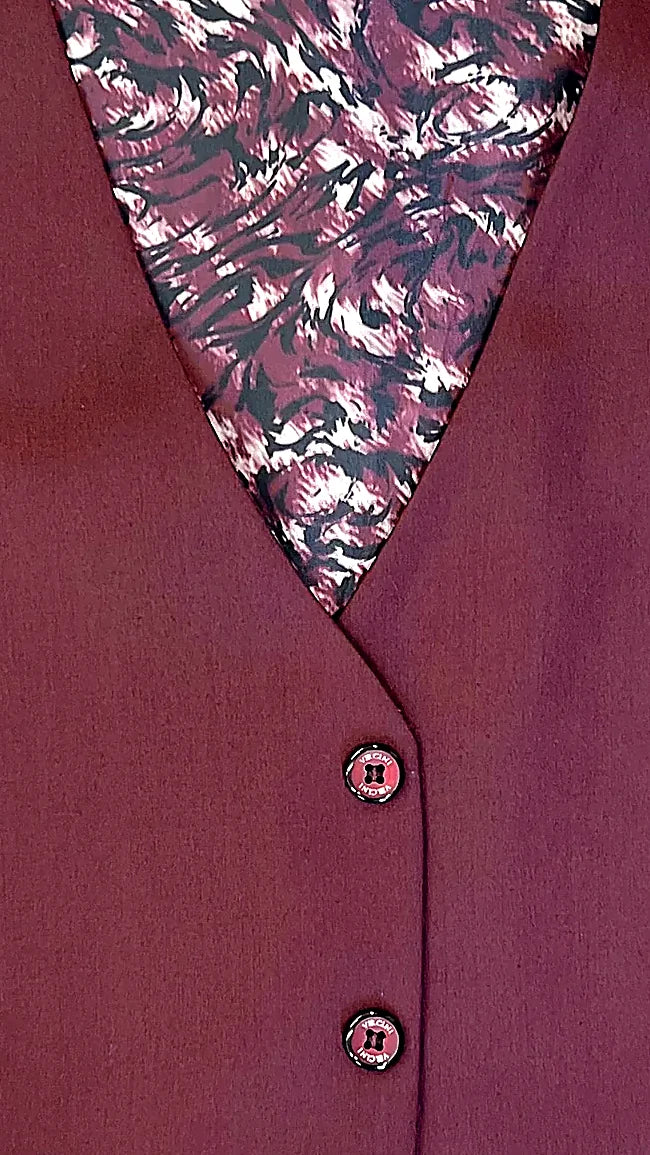 Premium Burgundy 3-Piece Men's Suit with Patterned Lining