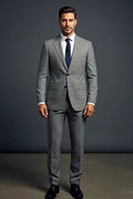 Grey-Blue Micro-Pattern Suit Blazer — a distinctive micro-dot texture in a grey-blue colorway