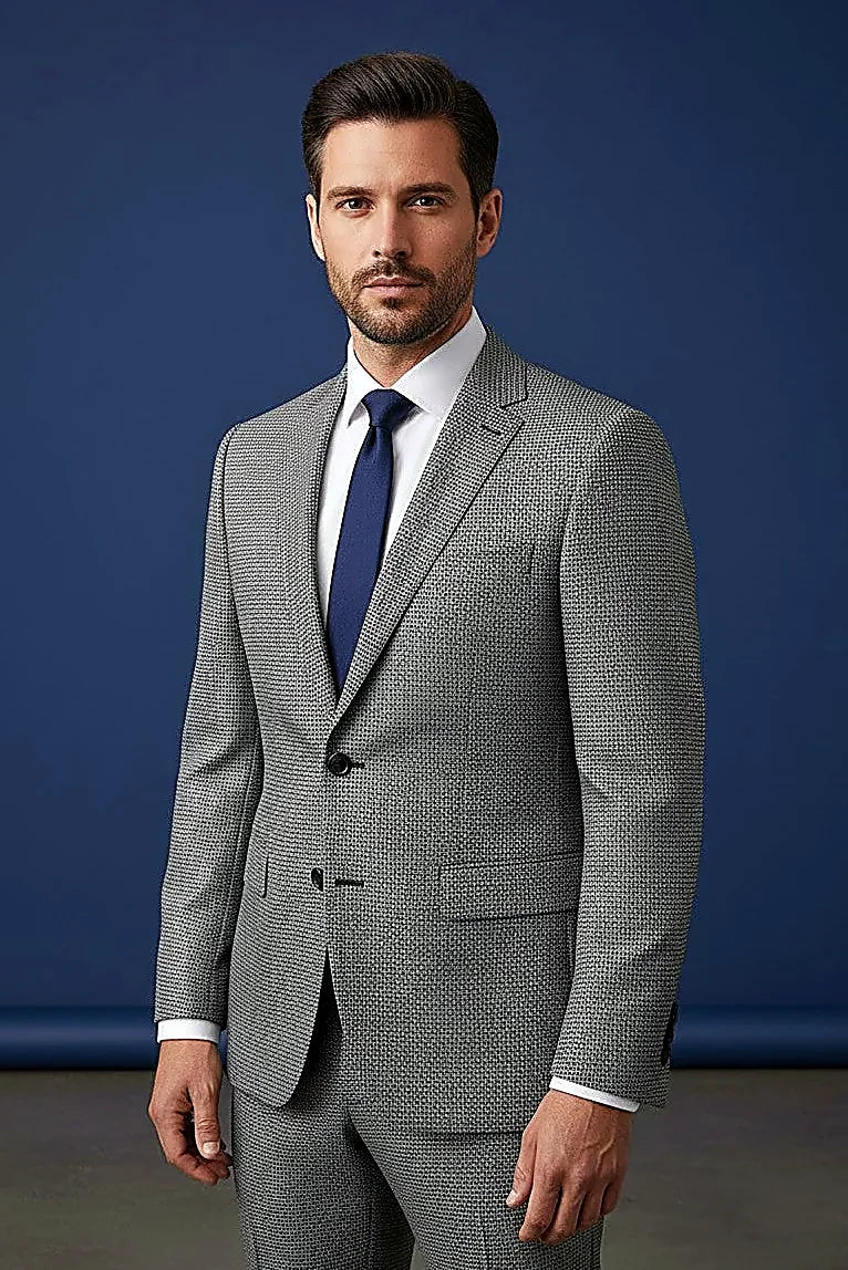 a distinctive micro-dot texture in a grey-blue colorway