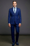 Indigo Three-Piece Suit — clean structured lines in a rich indigo cloth