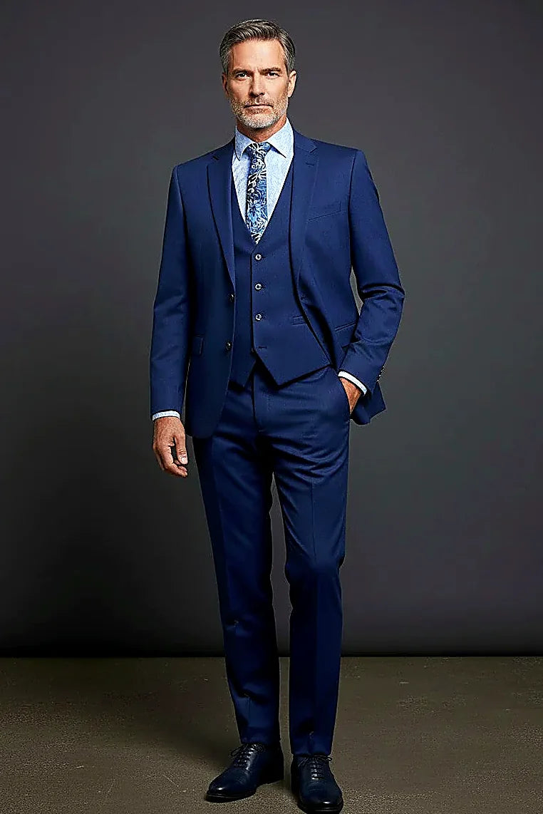Regal Indigo Three-Piece Suit | Modern Tailored Ensemble