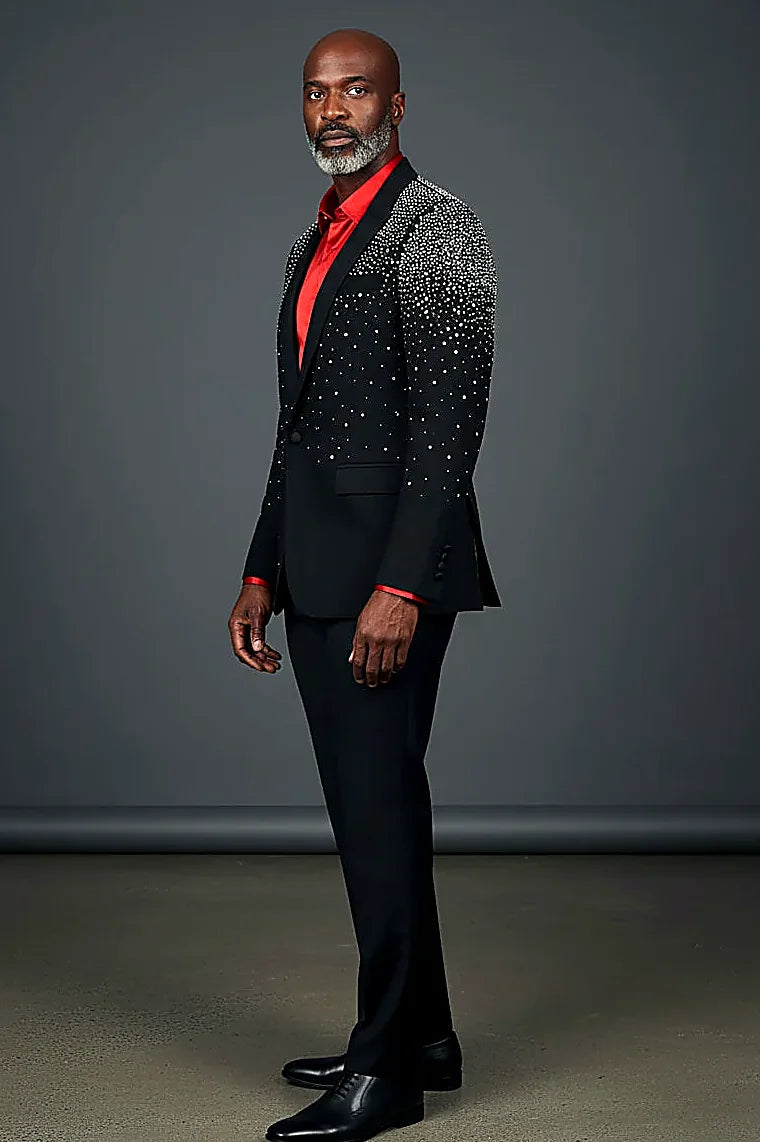 Rhinestone Blazer — a rhinestone design over a one-tone fading ground