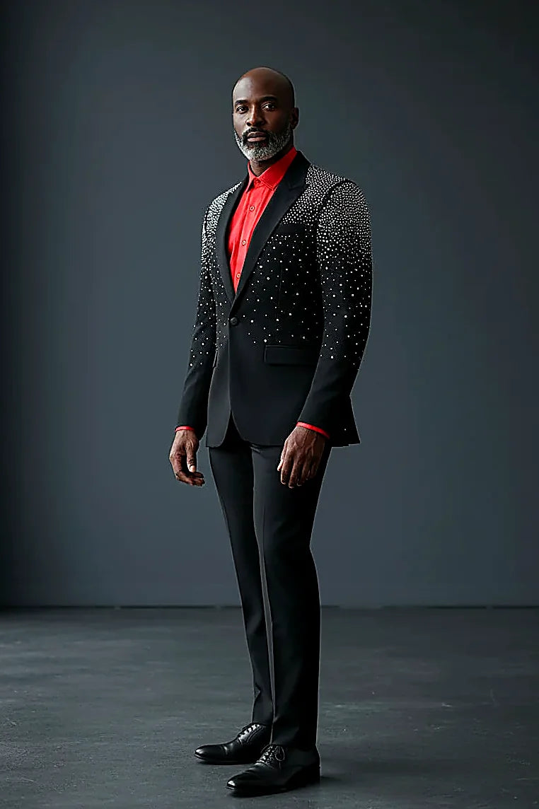 Rhinestone Blazer showing a rhinestone design over a one-tone fading ground