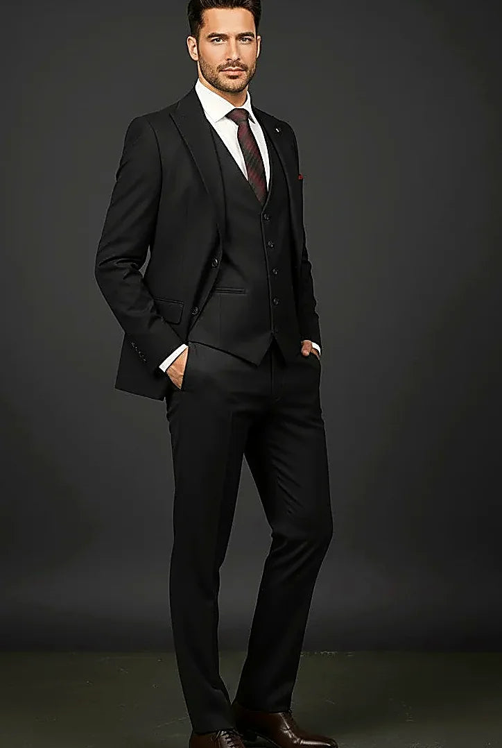 Slim Fit 3-Piece Suit | Jacket, Vest & Trousers