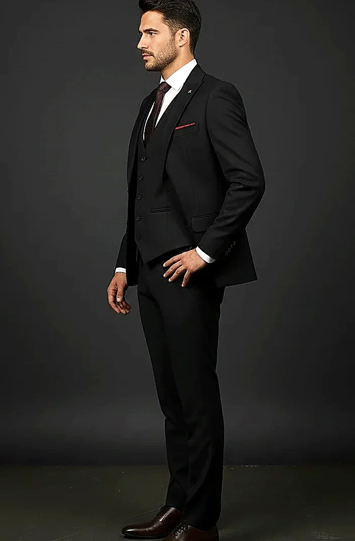 Slim Fit 3-Piece Suit | Jacket, Vest & Trousers
