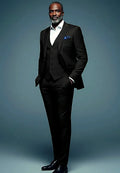 Grey Slim Fit Three-Piece Suit — precision stitching across a slim-cut grey three-piece