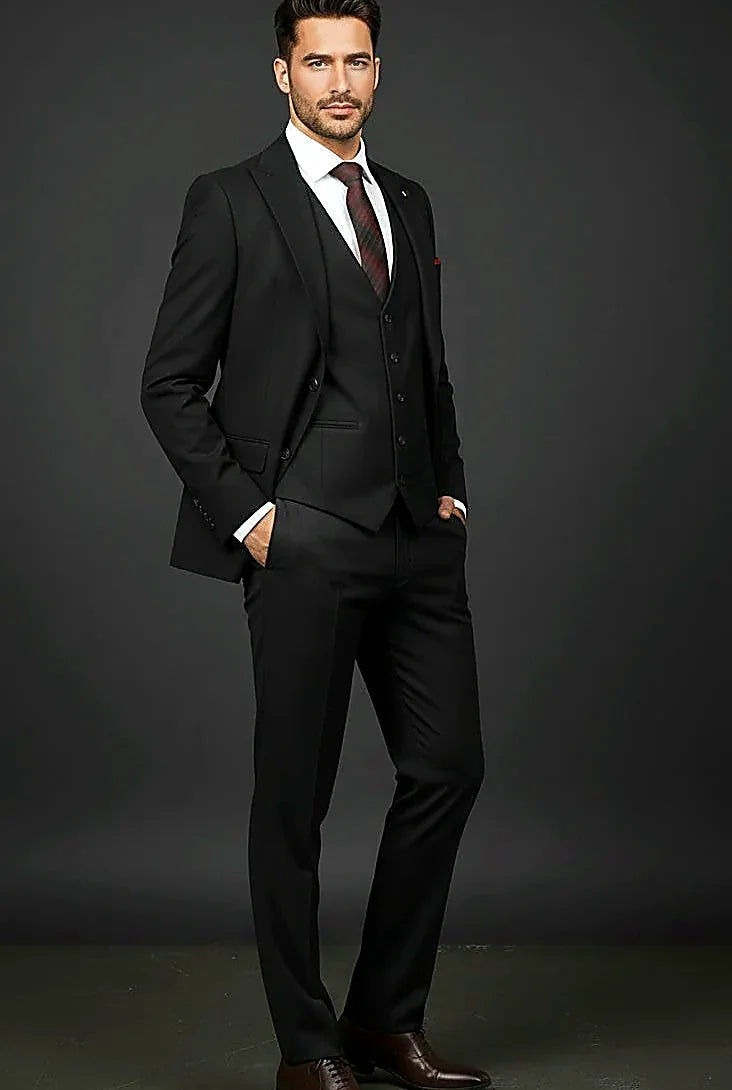 Slim Fit 3-Piece Suit | Jacket, Vest & Trousers