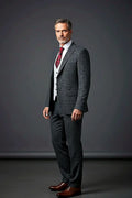 Classic Fit Three-Piece Suit — a structured blazer with coordinating trousers and vest