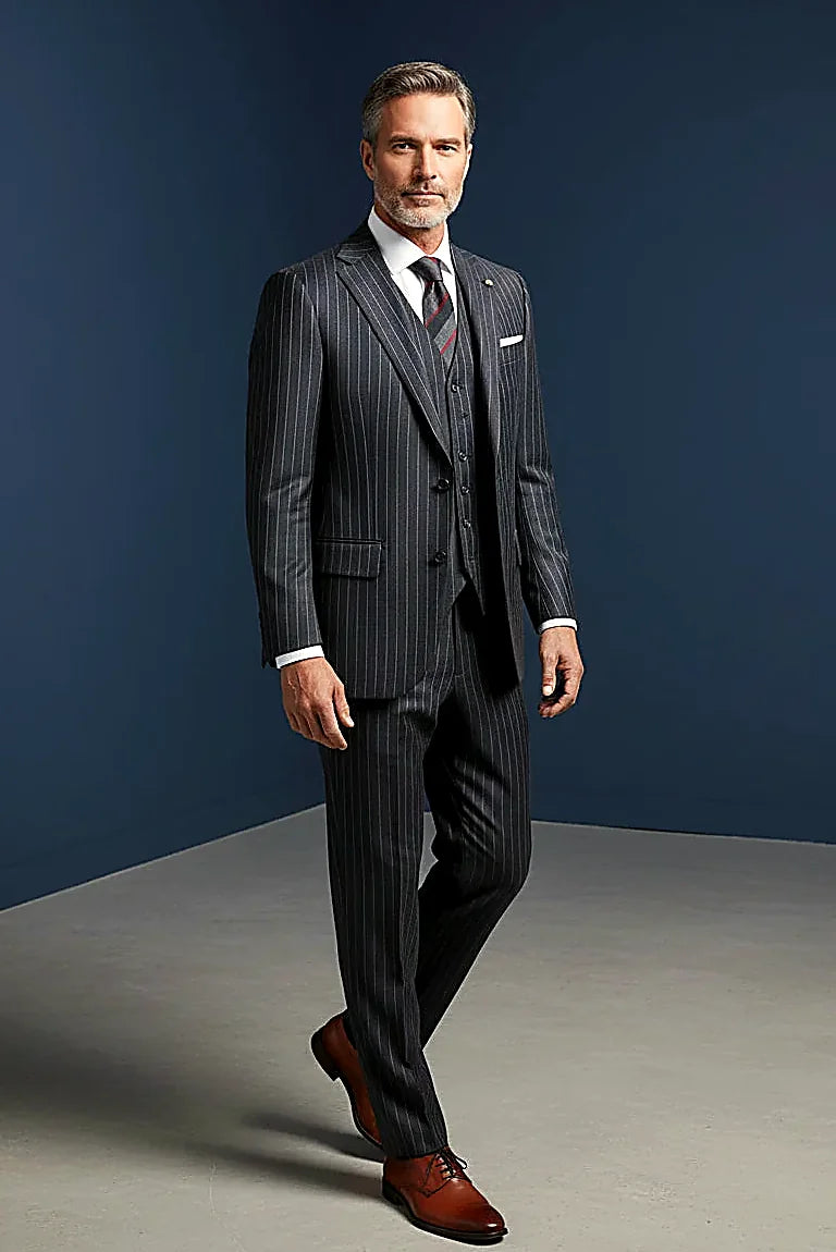 premium wool drawn into blazer, waistcoat and trousers