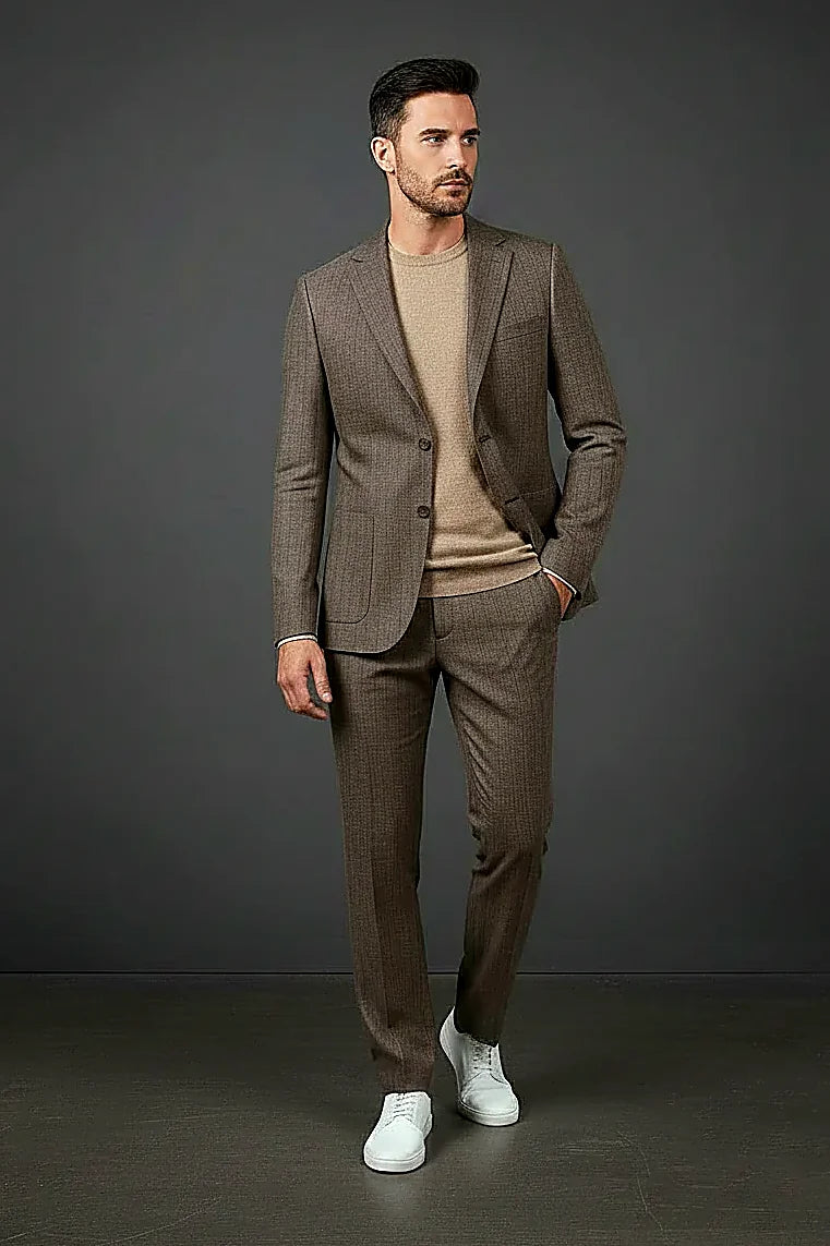 Two-Piece Suit in Warm Taupe