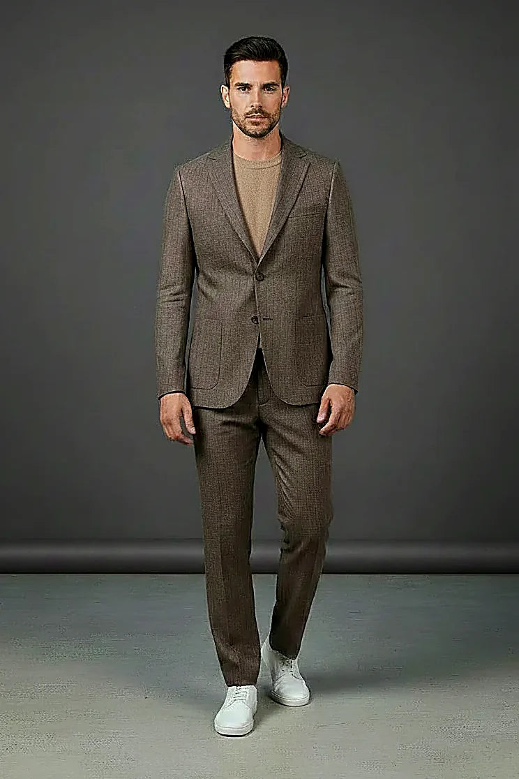 Two-Piece Suit in Warm Taupe