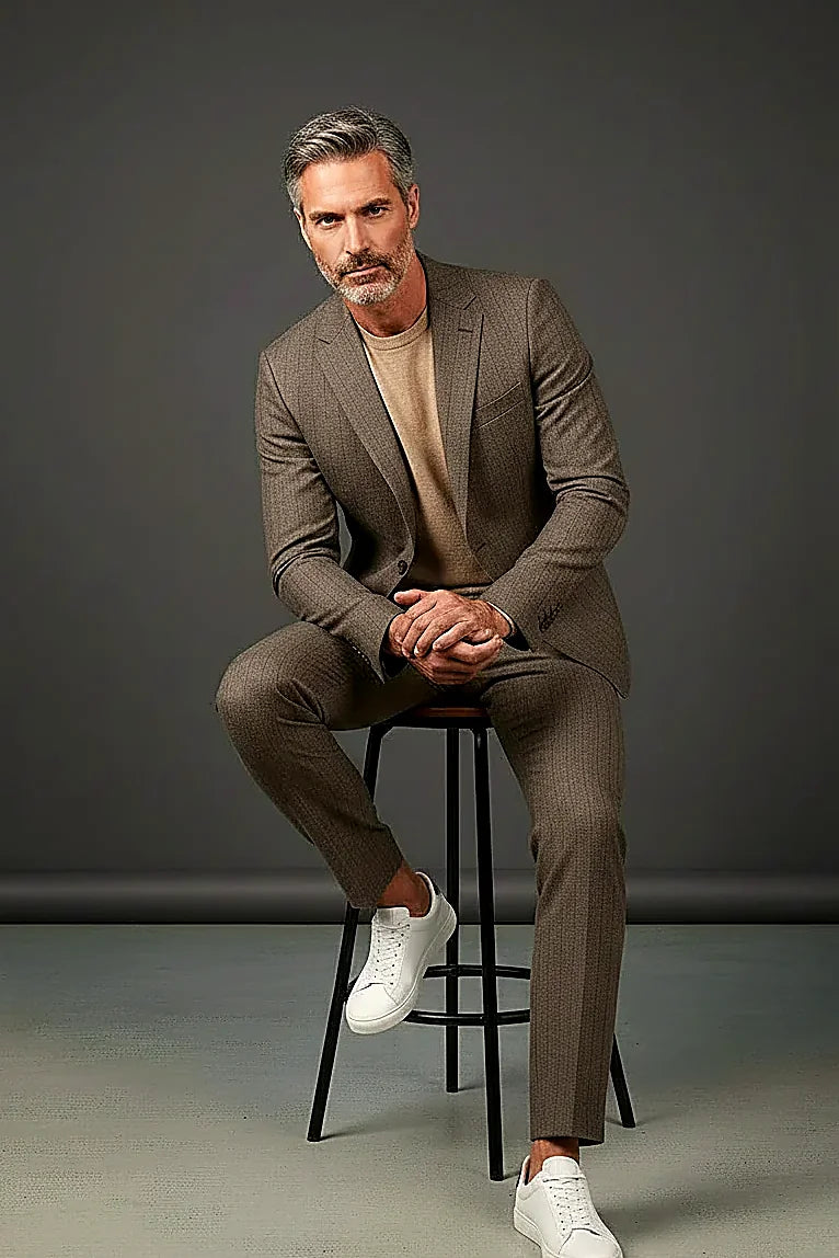 Two-Piece Suit in Warm Taupe