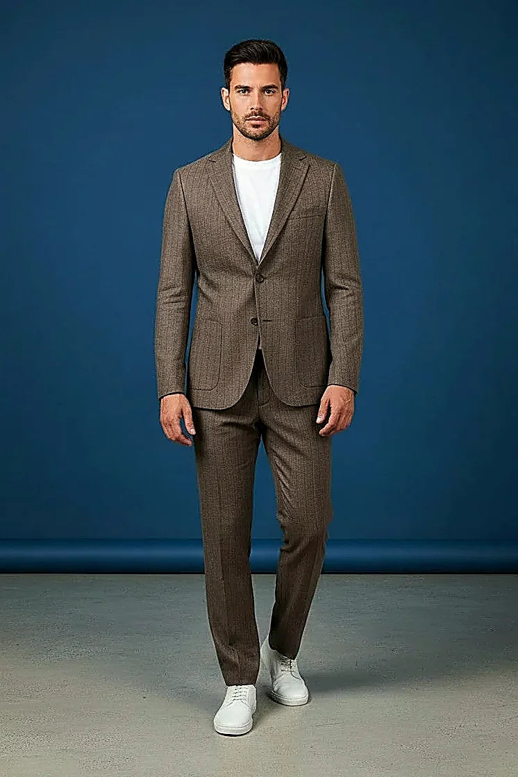 Two-Piece Suit in Warm Taupe