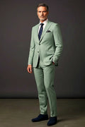 Salmon Two-Piece Suit — a premium blend cut slim in salmon