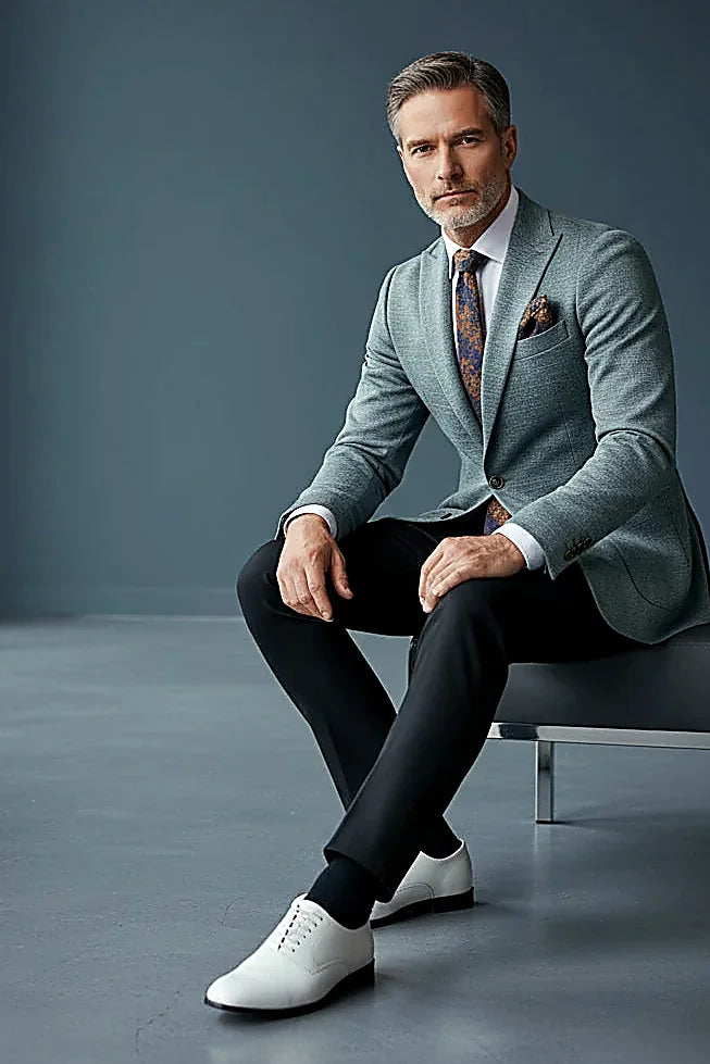 Sage-Olive Textured Blazer showing a distinctive basketweave texture in muted sage-olive
