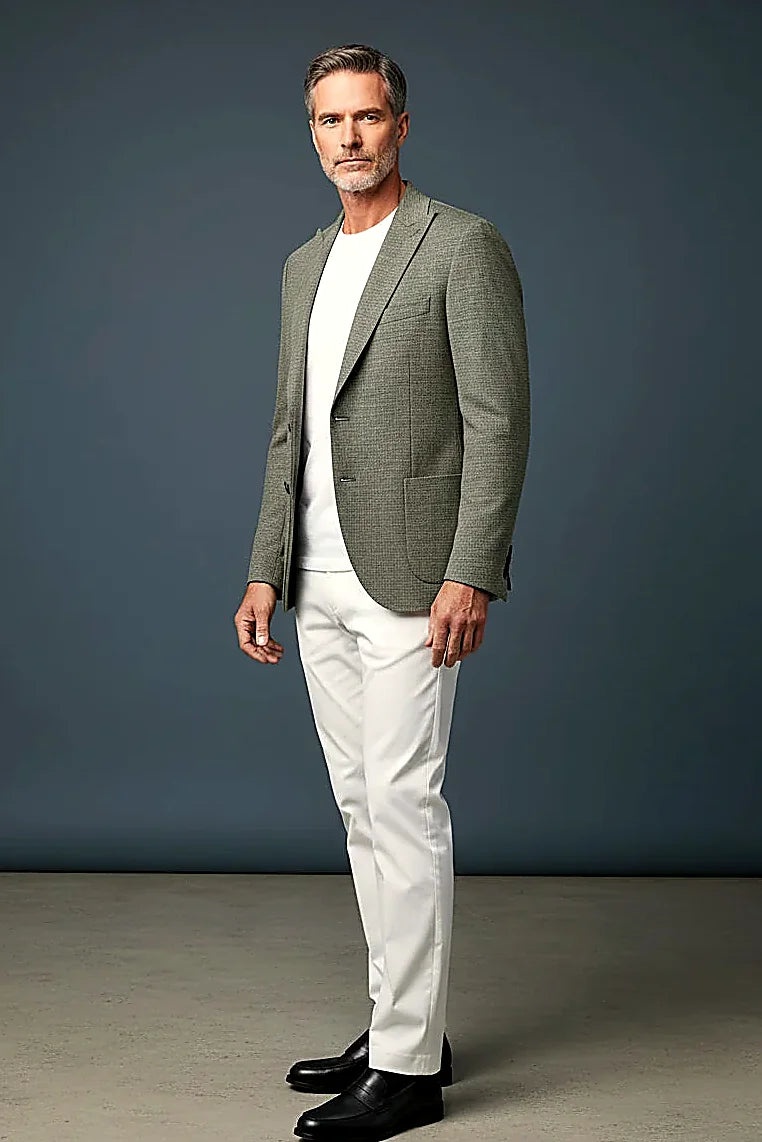 a distinctive basketweave texture in muted sage-olive