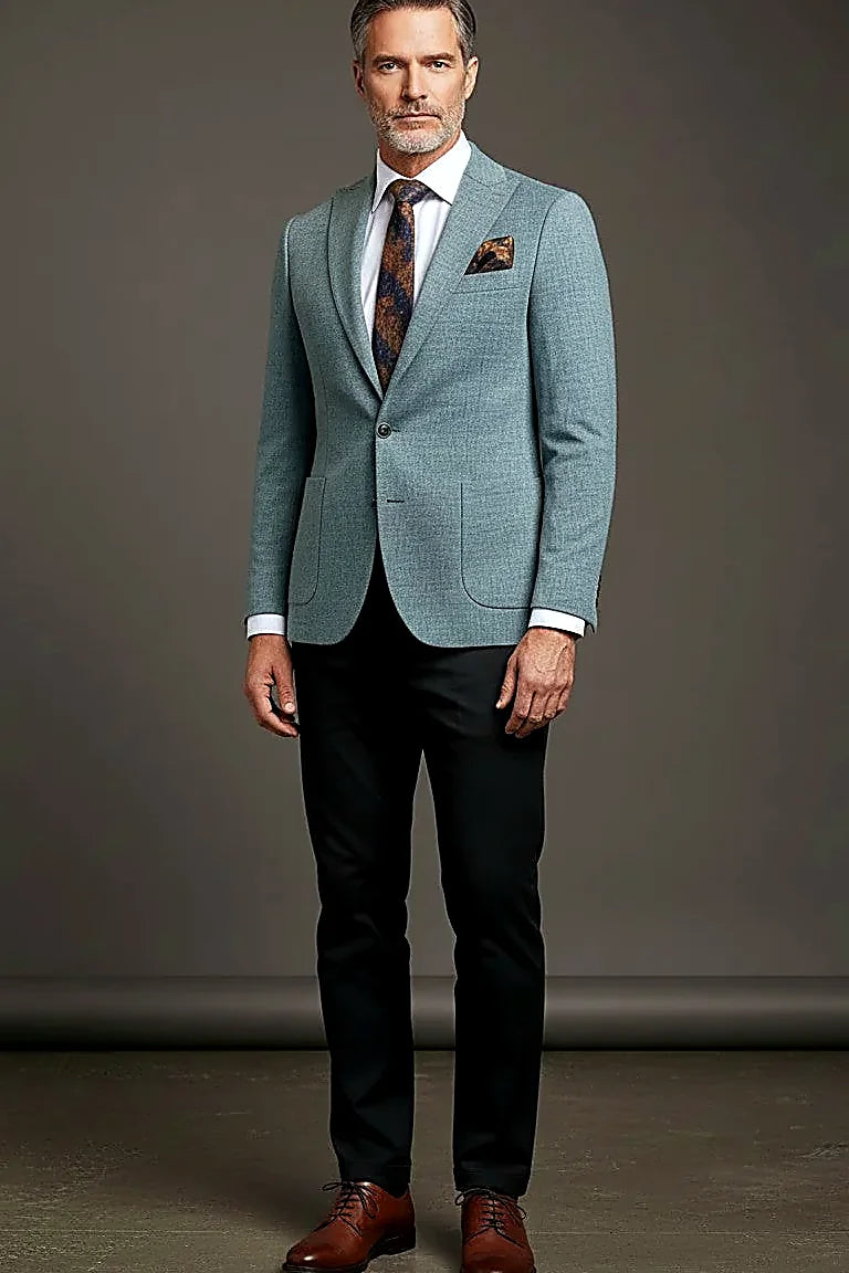 Sage-Olive Textured Blazer — a distinctive basketweave texture in muted sage-olive