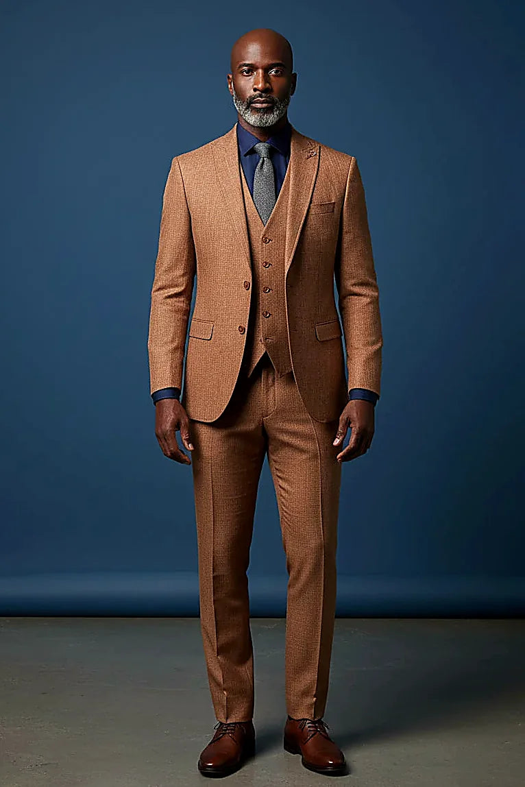 a cross-hatch birdseye weave in multi-tonal brown